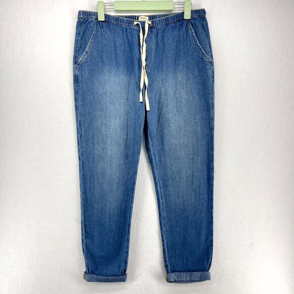 ROXY Beach Jeans Elastic Waist Blue Color Ladies Size S - Picture 5 of 11